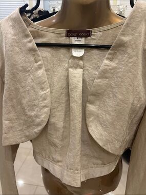 Beige Cropped Bolero Jacket